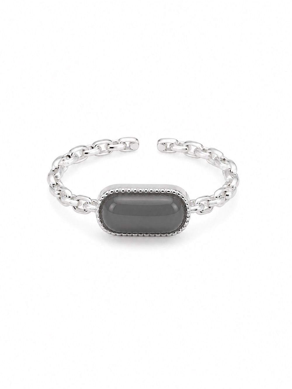 Midnight Jade Paperclip Ring (S925) R104 - Picture 1 of 3